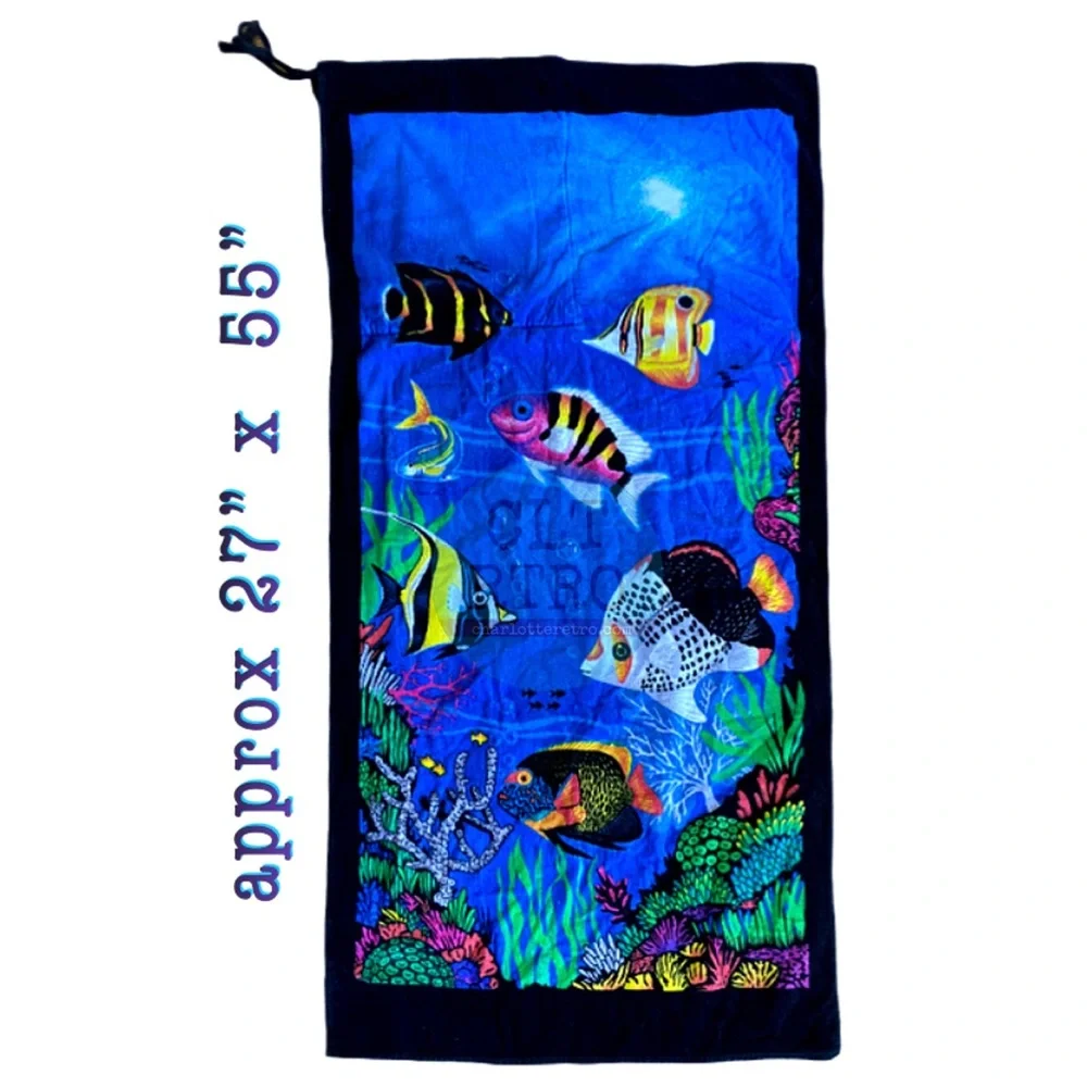 vtg Hilasal Jumbo Jewel Fish Beach Towel
